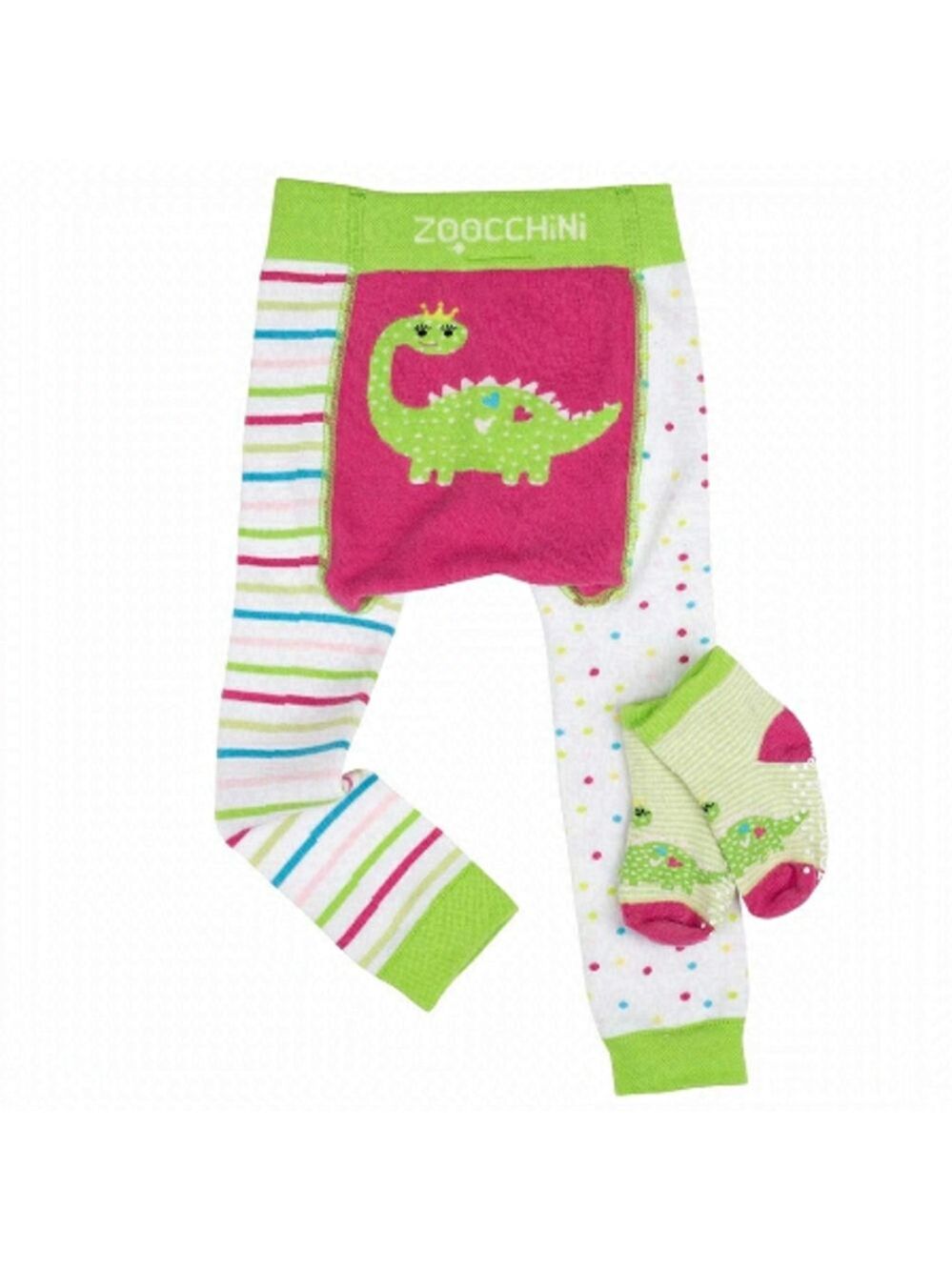 ZOOCCHINI GRIP+EASY COMFORT CRAWLER LEGGING & SOCKS SET - DAI THE DINOSAUR